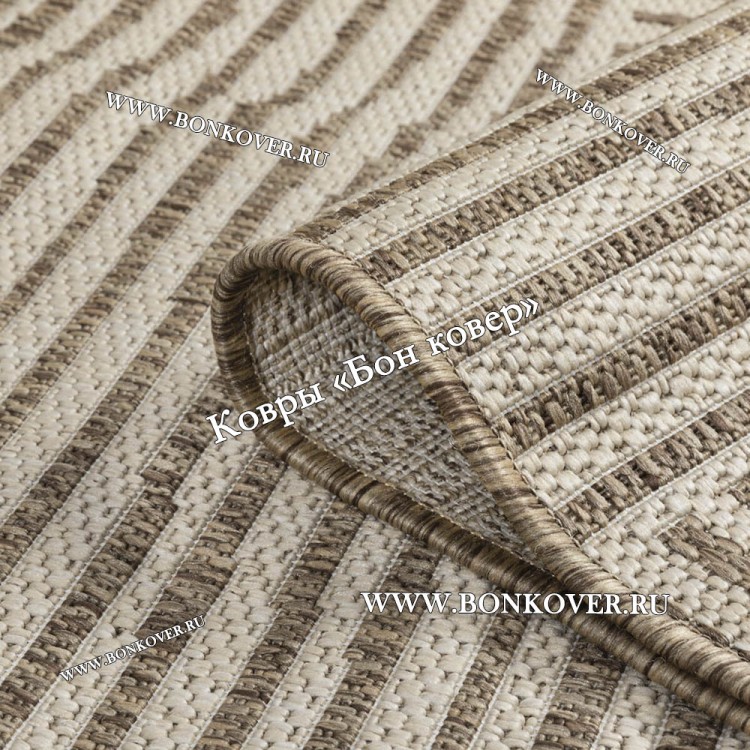 Безворсовый ковер дизайн 128 бежево-коричневый