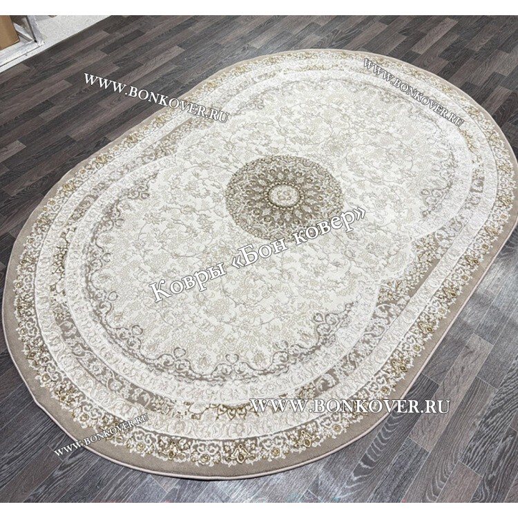 Турецкий Овальный Ковер Для Гостиной Арт 129 Бежево-Коричневый