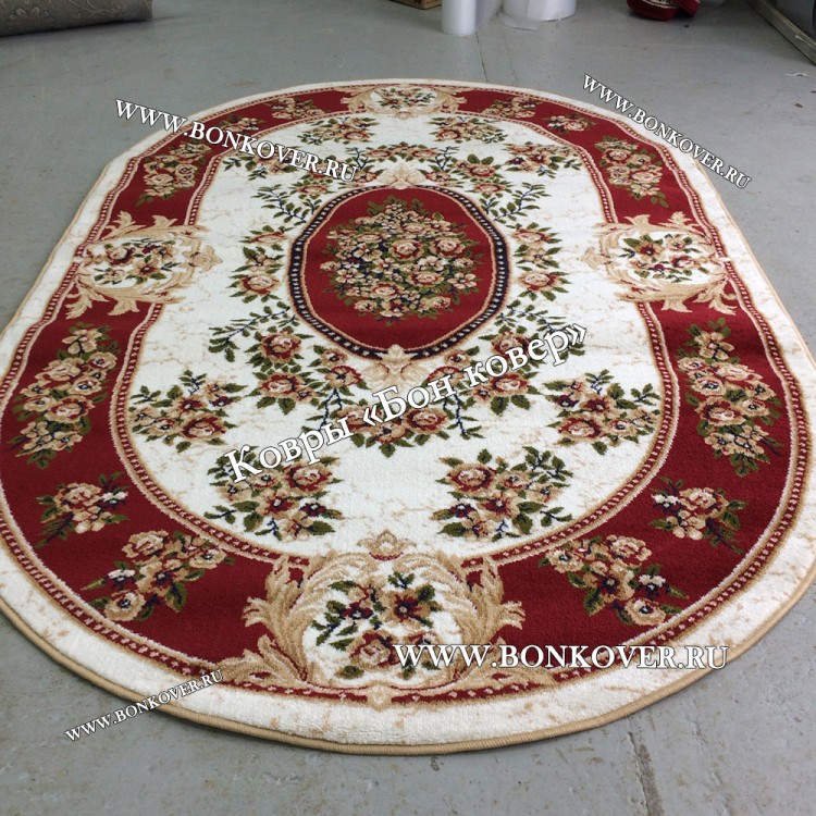РОССИЙСКИЙ ЖАККАРДОВЫЙ КОВЕР КРАСНЫЙ МЕДАЛЬОН ОВАЛЬНЫЙ