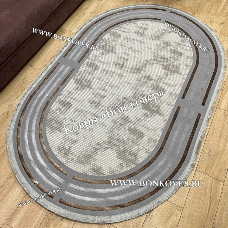 Турецкий ковер для гостиной Дизайн 07 Серый Овал